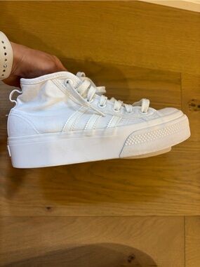 Adidas Nizza White Canvas Platform Shoes